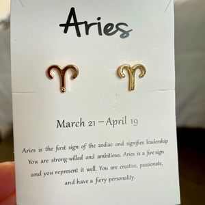 Aries gold-tone stud earrings